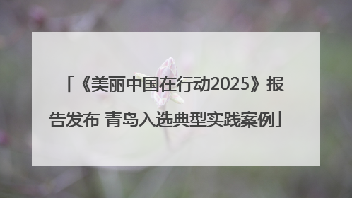 《美丽中国在行动2025》报告发布 青岛入选典型实践案例