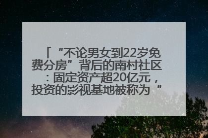“不论男女到22岁免费分房”背后的南村社区：固定资产超20亿元，投资的影视基地被称为“山村好莱坞”