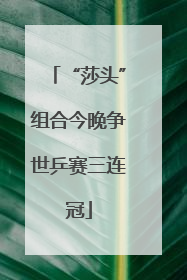“莎头”组合今晚争世乒赛三连冠