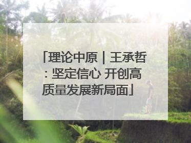 理论中原｜王承哲：坚定信心 开创高质量发展新局面