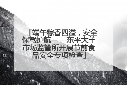 端午粽香四溢，安全保驾护航——东平大羊市场监管所开展节前食品安全专项检查