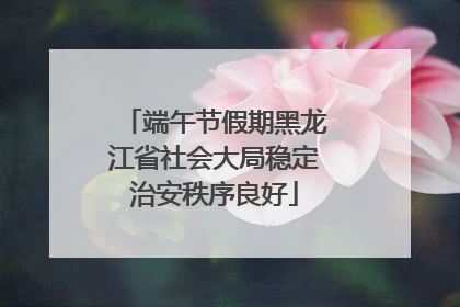 端午节假期黑龙江省社会大局稳定治安秩序良好