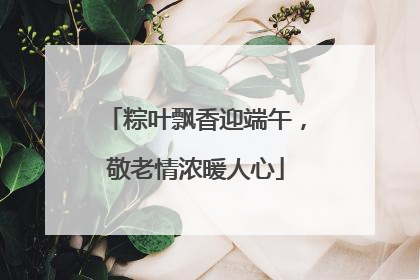 粽叶飘香迎端午，敬老情浓暖人心
