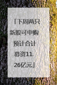 下周两只新股可申购 预计合计募资11.26亿元