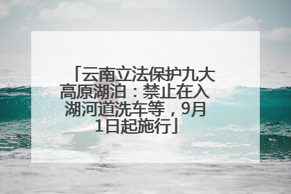 云南立法保护九大高原湖泊：禁止在入湖河道洗车等，9月1日起施行