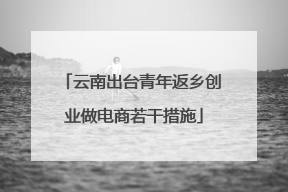 云南出台青年返乡创业做电商若干措施