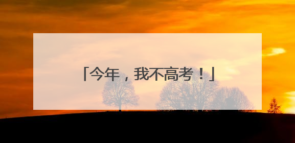 今年，我不高考！