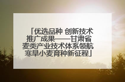 优选品种 创新技术 推广成果——甘肃省麦类产业技术体系领航寒旱小麦育种新征程