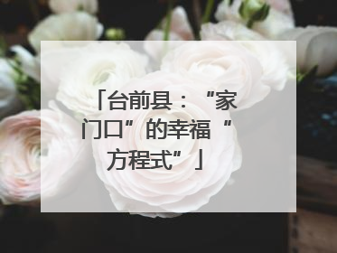 台前县：“家门口”的幸福“方程式”