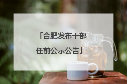 合肥发布干部任前公示公告