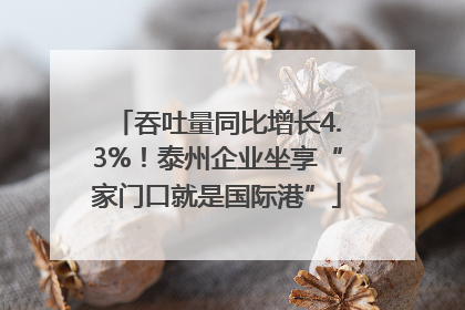 吞吐量同比增长4.3%！泰州企业坐享“家门口就是国际港”