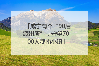 咸宁有个“90后派出所”，守望7000人鄂南小镇