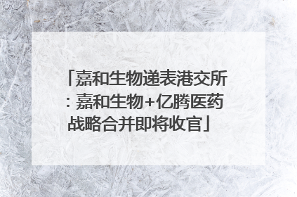 嘉和生物递表港交所：嘉和生物+亿腾医药战略合并即将收官