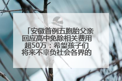 安徽首例五胞胎父亲回应高中免除相关费用超50万：希望孩子们将来不辜负社会各界的帮助与支持