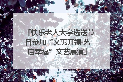 快乐老人大学选送节目参加“文惠开福·艺启幸福”文艺展演