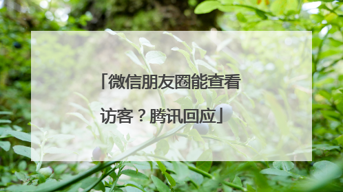 微信朋友圈能查看访客？腾讯回应