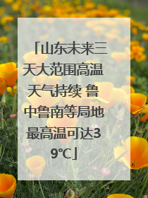 山东未来三天大范围高温天气持续 鲁中鲁南等局地最高温可达39℃
