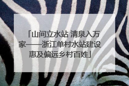 山间立水站 清泉入万家——浙江单村水站建设惠及偏远乡村百姓
