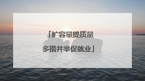 扩容量提质量 多措并举促就业