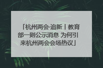 杭州两会·追新丨教育部一则公示消息 为何引来杭州两会会场热议