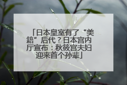 日本皇室有了“美籍”后代？日本宫内厅宣布：秋筱宫夫妇迎来首个孙辈