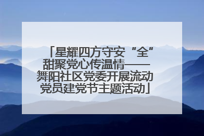 星耀四方守安“全” 甜聚党心传温情——舞阳社区党委开展流动党员建党节主题活动