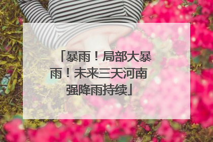 暴雨！局部大暴雨！未来三天河南强降雨持续