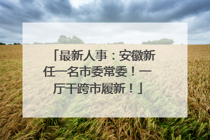 最新人事：安徽新任一名市委常委！一厅干跨市履新！