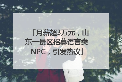 月薪超3万元，山东一景区招募语言类NPC，引发热议