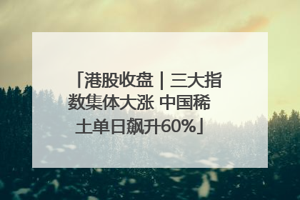 港股收盘｜三大指数集体大涨 中国稀土单日飙升60%