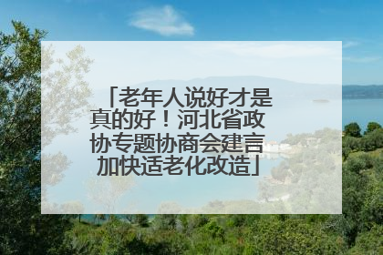 老年人说好才是真的好！河北省政协专题协商会建言加快适老化改造