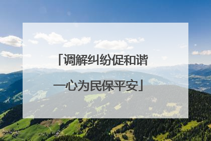 调解纠纷促和谐 一心为民保平安