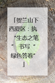 贺兰山下西夏区：执“生态之笔” 书写“绿色答卷”