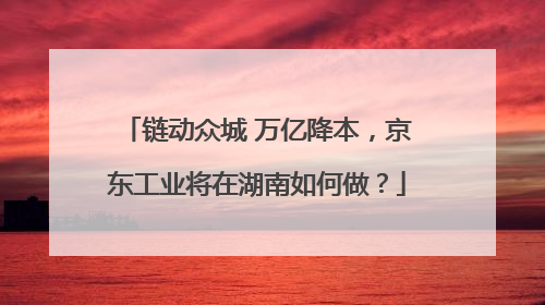 链动众城 万亿降本，京东工业将在湖南如何做？