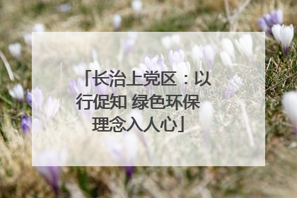 长治上党区：以行促知 绿色环保理念入人心