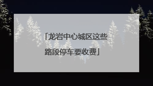 龙岩中心城区这些路段停车要收费