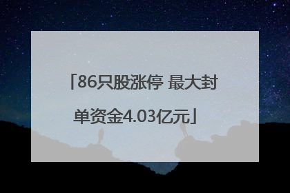 86只股涨停 最大封单资金4.03亿元